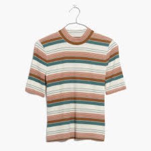 Madewell Mockneck Tee in Linett Stripe